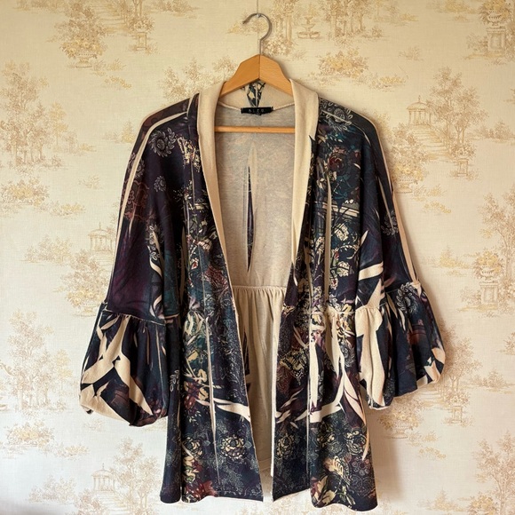 Vintage Sweaters - Vintage 90s y2k whimsigoth purple butterfly rhinestone bell sleeve cardigan 2X